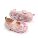 Pink Ribbon Bow Solid Color Hook Loop Baby Girls Casual Shoes SH7105C