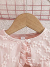 Girls' Floral Textured Long Sleeve Ruffle Cardigan and Sleeveless Tulle Dress Set FD6107B
