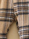 Newborn Boy's Clothes Long Sleeve Triangle Ha Clothes + Plaid Diaper Pants + Hat Three-piece Pants Set Bear Plaid Embroidery Pattern with Bow Small Bow Tie Decoration Cute Casual Comfortable Romper BS6105G