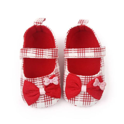 Red Check Soft Sole Booties BTS9004A