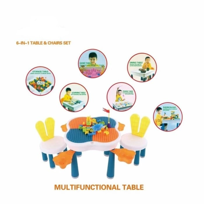 Game Reading Table for Preschool Baby Table and Chairs Set with Build Block BCP1038