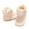 Beige Wool Booties, Ankle High Solid Color Warm Infant Walking Boots, Soft Comfortable Fabric Lined Indoor Outdoor Warm Shoes SH7170B