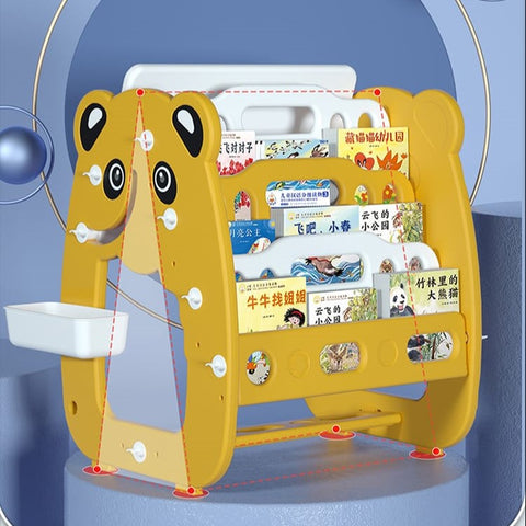 Yellow 2in1 Children Plastic Multifunctional Magnetic Drawing Bookshelf and Drawing Sketch Board BCP1039B