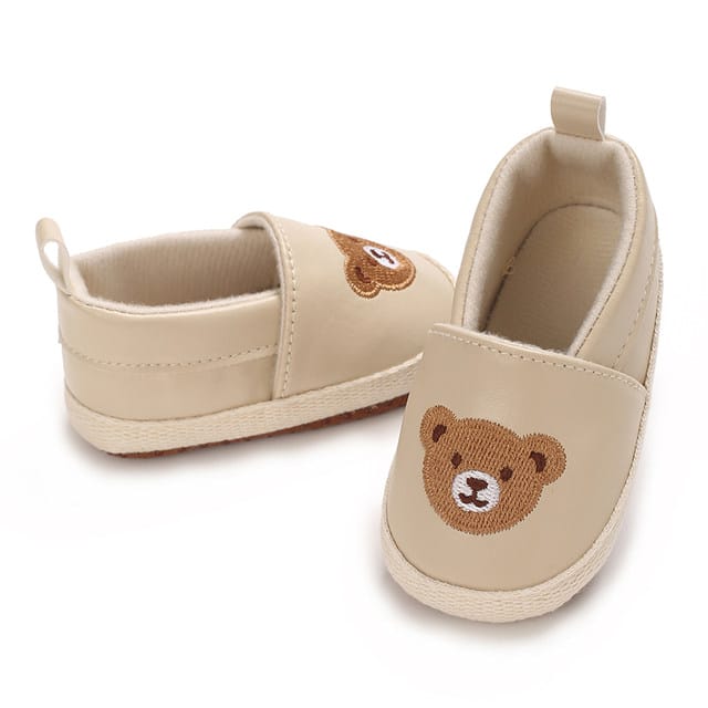 Cream Color Baby Animal Print Shoes Soft Comfortable PU Cute Bear Booties BST91112C