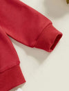 Girls Cupid'S Arrow Love Letter Print Red Long Sleeve Sweater Gray Solid Color Pants Pocket Two-Piece Set, for Outdoor FD6126J
