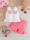 Girls' Vacation Style Fashion Shorts Set, Perfect for Outdoor FD6141G