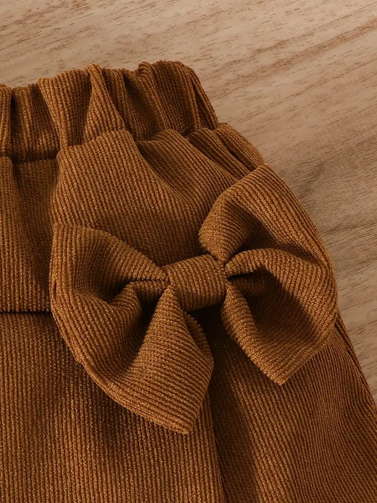 3pcs Casual Crew Neck Short Sleeve Top and Pleated Skirt Set, Polyester Knit Fabric, Slight Stretch, Solid Color, Regular Fit, with Bow Detail and Matching Headband FD6122C