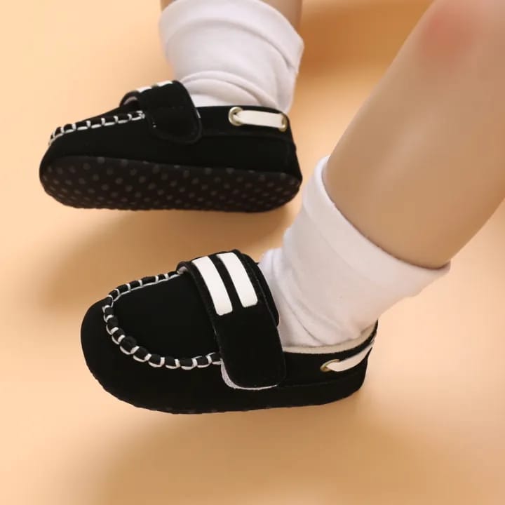 Black Booties with White Straps BTS9083B