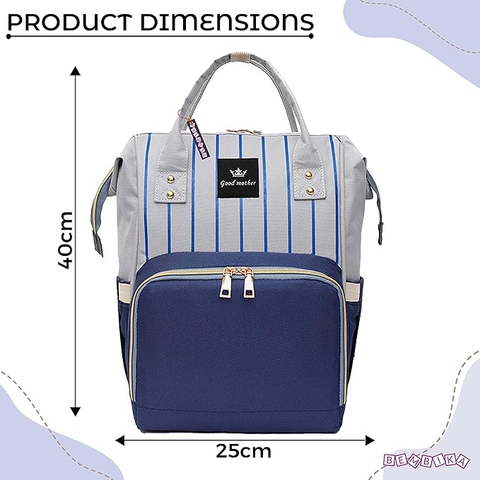 Navy Blue & Light Gray Diaper Backpack BG5516B