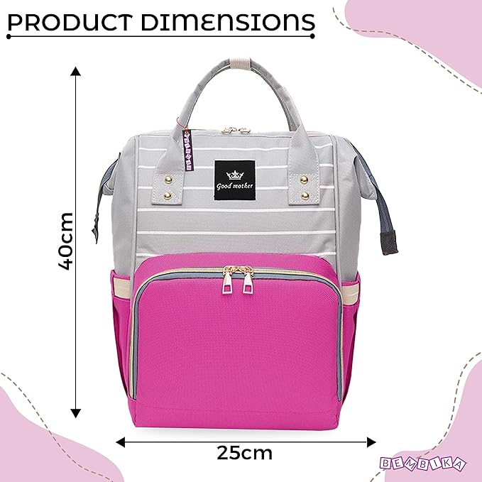 Pink & Light Gray Diaper Backpack BG5515D