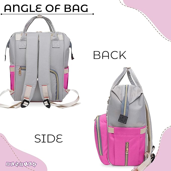 Pink & Light Gray Diaper Backpack BG5515D