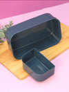 Yellow & Navy Blue Portable Rectangle Lunch Box With Spoon Set 800 ML BCP1059D