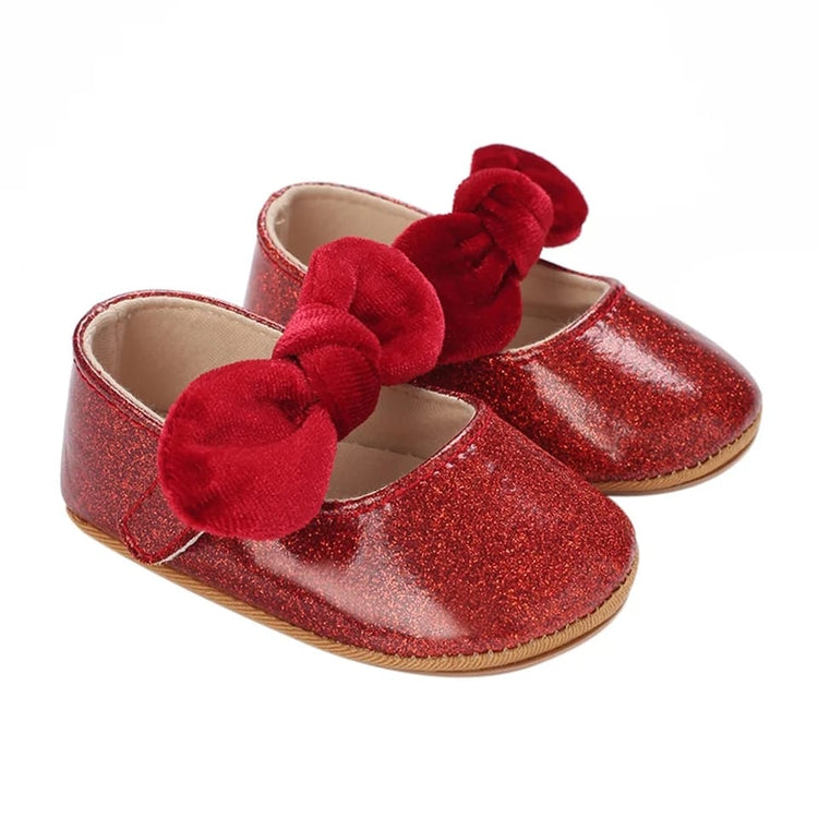 Red Glittering Bow Shoes SH7082B