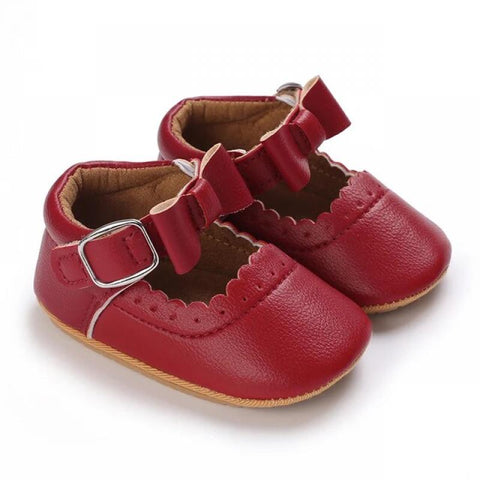 Baby Girls Mehroon Bow Buckle Comfortable Shoes SH7098A