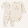 3 Pcs Newborn Baby Printed Long Sleeve Romper, Pajama with Cap BS6420C