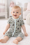 2pcs Adorable Baby Cotton Rompers Set - Grey & Sky Blue BS6430C