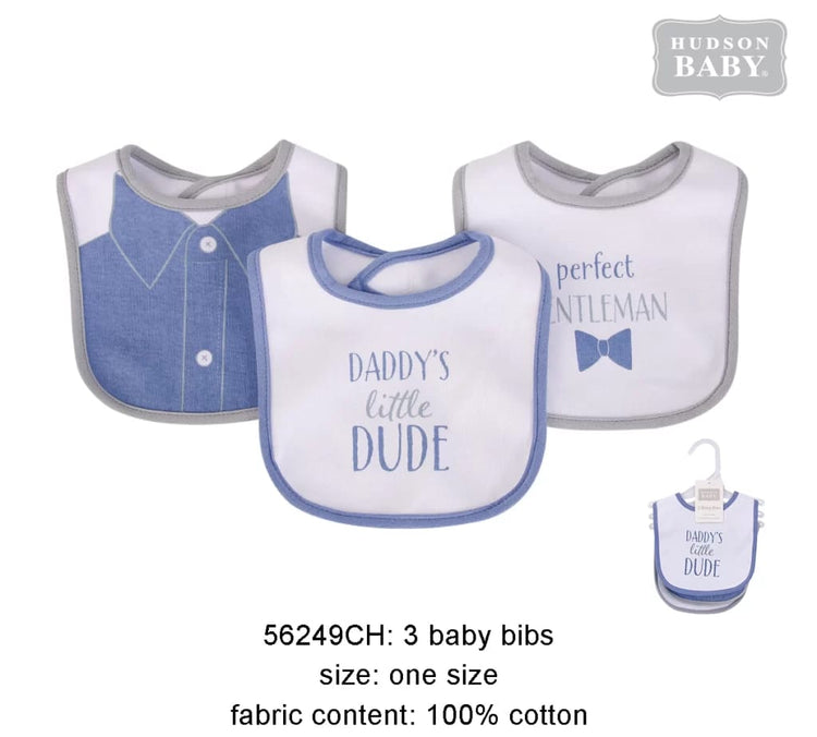 HB Daddy's Little Dude Pack of 3 Towel Bibs BB2026C