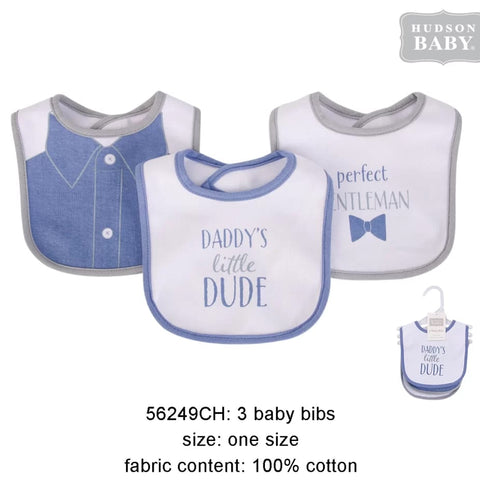 HB Daddy's Little Dude Pack of 3 Towel Bibs BB2026C