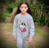 Gray Baby Girl Cute Sequence Hello Kitty Fashionable Long Sleeve Sports Sweatshirts + Trouser Autumn & Winter Flees Clothes Set Outdoor Wear TS6412B