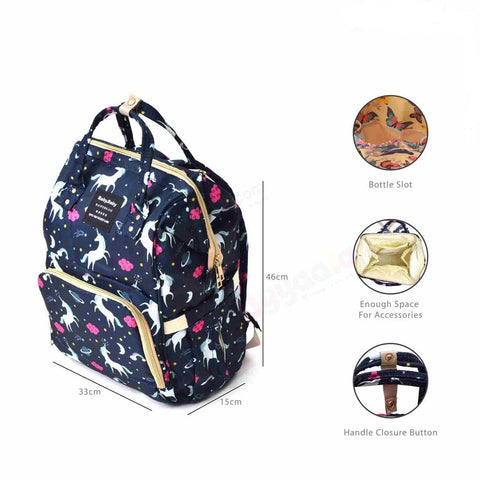 Navy Blue Unicorn Mother's backpack (diaper bag) Comfortable for Travelling Mothers, Premium Quality BG5512B