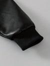 1pc Donabebe Boys' Fashion Black Leather Jacket, Casual Style, Zipper Closure, Polyester Material, Non-Textile Weave, Lapel Collar, Conventional Contour HJ6209F
