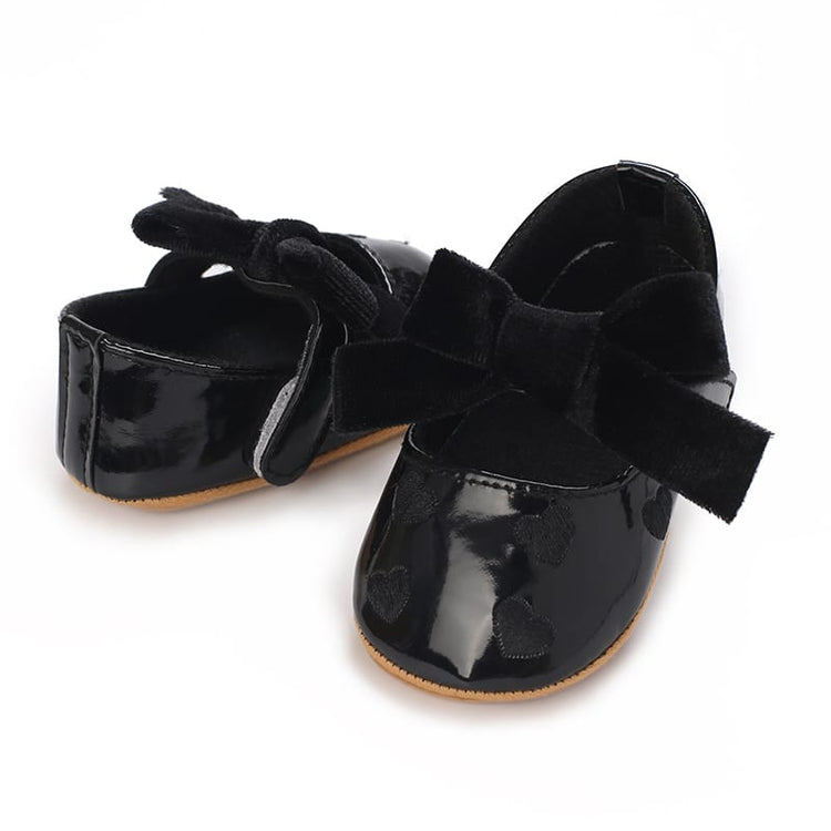 Black Baby Girls Cute Moccasins Heart Shoes SH7104B