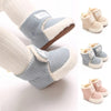 Blue Wool Booties, Ankle High Solid Color Warm Infant Walking Boots, Soft Comfortable Fabric Lined Indoor Outdoor Warm Shoes SH7170B