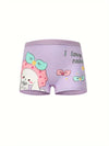 4pcs Girls' Cotton Underwear Set, Cute Cartoon Patterns, All-Season Knit Fabric Panties with Elastane for Comfort Fit, Cute Underwear US6113H