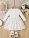 White Children Eden 0-3 Years Old Baby Girl Fresh Painting Thin Spring And Summer Long-Sleeved Dress FD6104B
