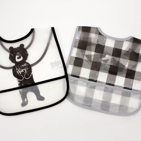 HB Black & Gray Easy clean Pack of 2 Bibs BB2002E