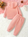 Cute Cartoon Butterfly Hoodie & Jogger Set for Youngsters - Long Sleeve, Round Neck, Stretchy Polyester Blend, Perfect for Spring/Fall Outings, for Outdoor TS6147D
