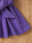 Purple 3 Pcs Set of Fashionable Dresses with Fur Collar and Long Sleeves + Hat Belt FD6042