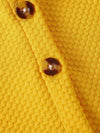2pcs Baby's Cozy Comfort, Girls' Casual Floral Dress and Yellow Cardigan Set - Long Sleeve, Polyester, Round Neck, Non-Transparent, Knit Fabric - Perfect for Spring/Fall FD6102G