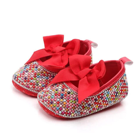 Red Multi Color Soft Sole Baby Girl Booties BTS9099B