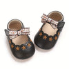 Cute Floral Mary Jane Toddler Shoes with Bow, All-Season Slip-On Casual Walking Flat Sole Shoes SH7165A