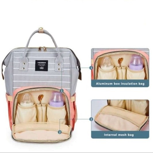 T Pink & Light Gray Diaper Backpack BG5515B