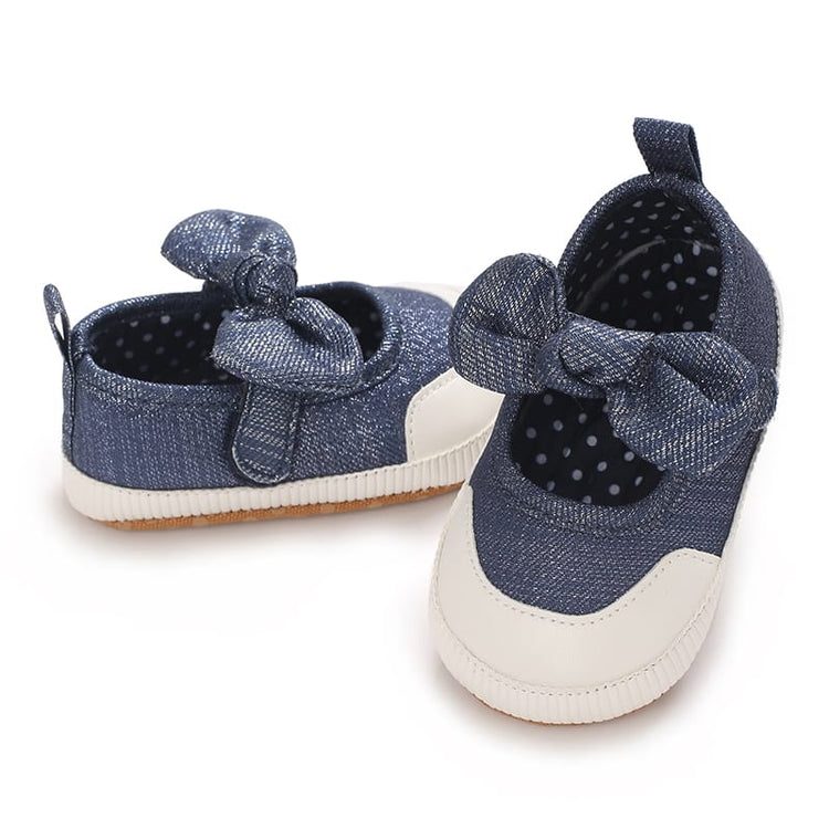 Navy Blue Toddler Baby Girls Bowknot Princess Soft Sole Anti Slip Walking Booties BTS9106C