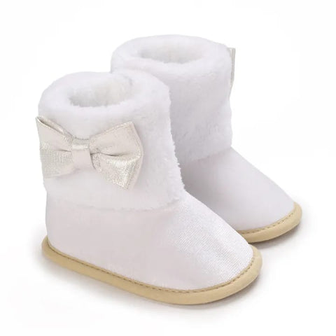 White Baby Girls High-top Warm Winter Shoes SH7126C