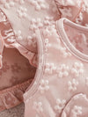 Girls' Floral Textured Long Sleeve Ruffle Cardigan and Sleeveless Tulle Dress Set FD6107B
