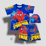 Spiderman Shrit & Short Swimsuit 2 PCs Set with Cap SWM6055A