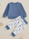 Adorable Duck-Themed Cotton Sweatshirt & Pants Set for Youngsters - Machine Washable, Cozy Winter Outfit, Blue, Round Neck, Two-piece Set, Perfect for Outdoor TS6147I