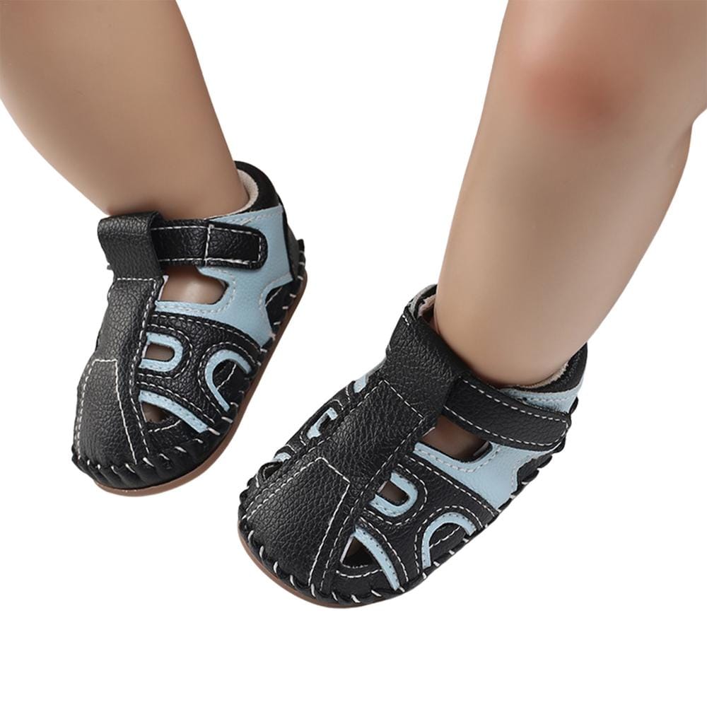 Sky Blue & Black Sandals SDL7503A