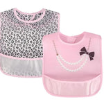 HB Baby Pink Easy Clean Pack of 2 Bibs BB2002G