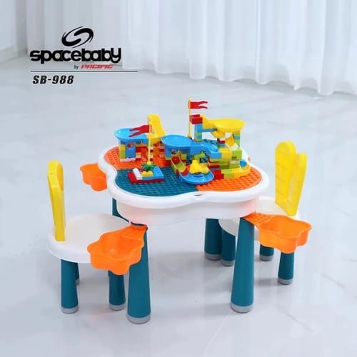 Game Reading Table for Preschool Baby Table and Chairs Set with Build Block BCP1038