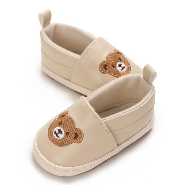 Cream Color Baby Animal Print Shoes Soft Comfortable PU Cute Bear Booties BST91112C