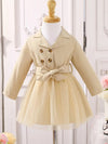 Baby Girls Solid Color Long Sleeve Lapel Elegant Casual Dress FD6092A
