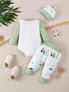 Newborn Baby Boy and Girl Spring/Autumn Panda Print Long-Sleeve Top + Pants + Hat Thin Outdoor Three-Piece Set, Perfect for Outdoor BS6140D