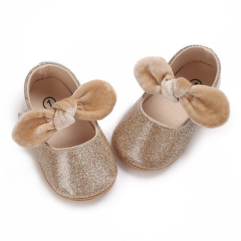 Golden Glittering Bow Shoes SH7082C