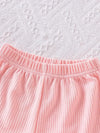 Summer Ditch Strap Short Top with Flower Embroidery Shorts Children's Two-Piece Set FD6125D