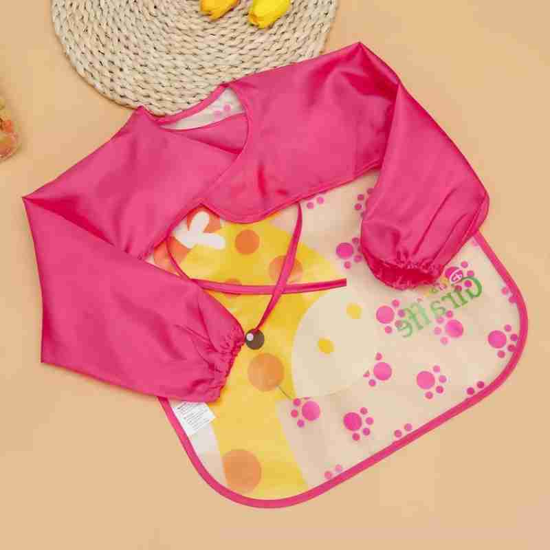 Pink Baby Feeding Waterproof Long Sleeve Bib BB2015